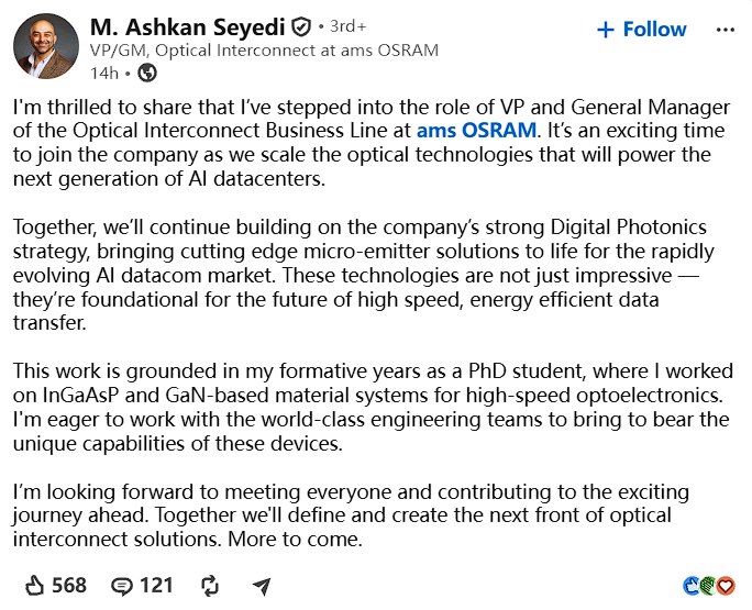AI光互联领域重要信号！VCSEL路线重塑CPO格局